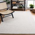 Abstract Area Rug 5 ft x 8 ft Ivory & Beige - Handmade Wool