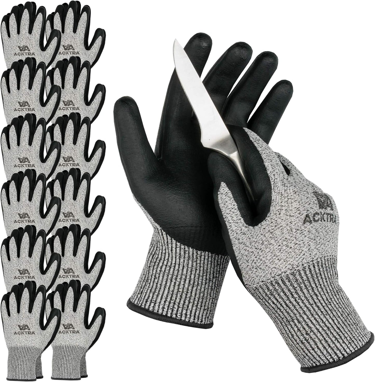 ACKTRA Level 5 Cut Resistant Safety Work Gloves for All Tasks