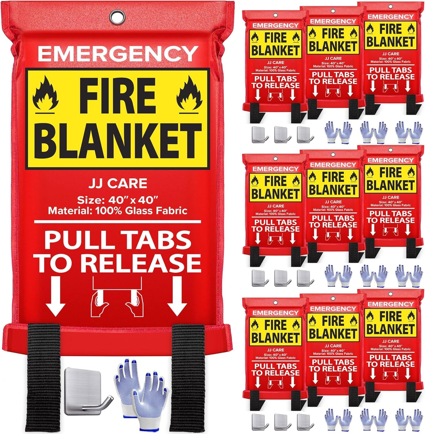 JJ CARE Fire Blanket Set for Home Safety and Emergency Use