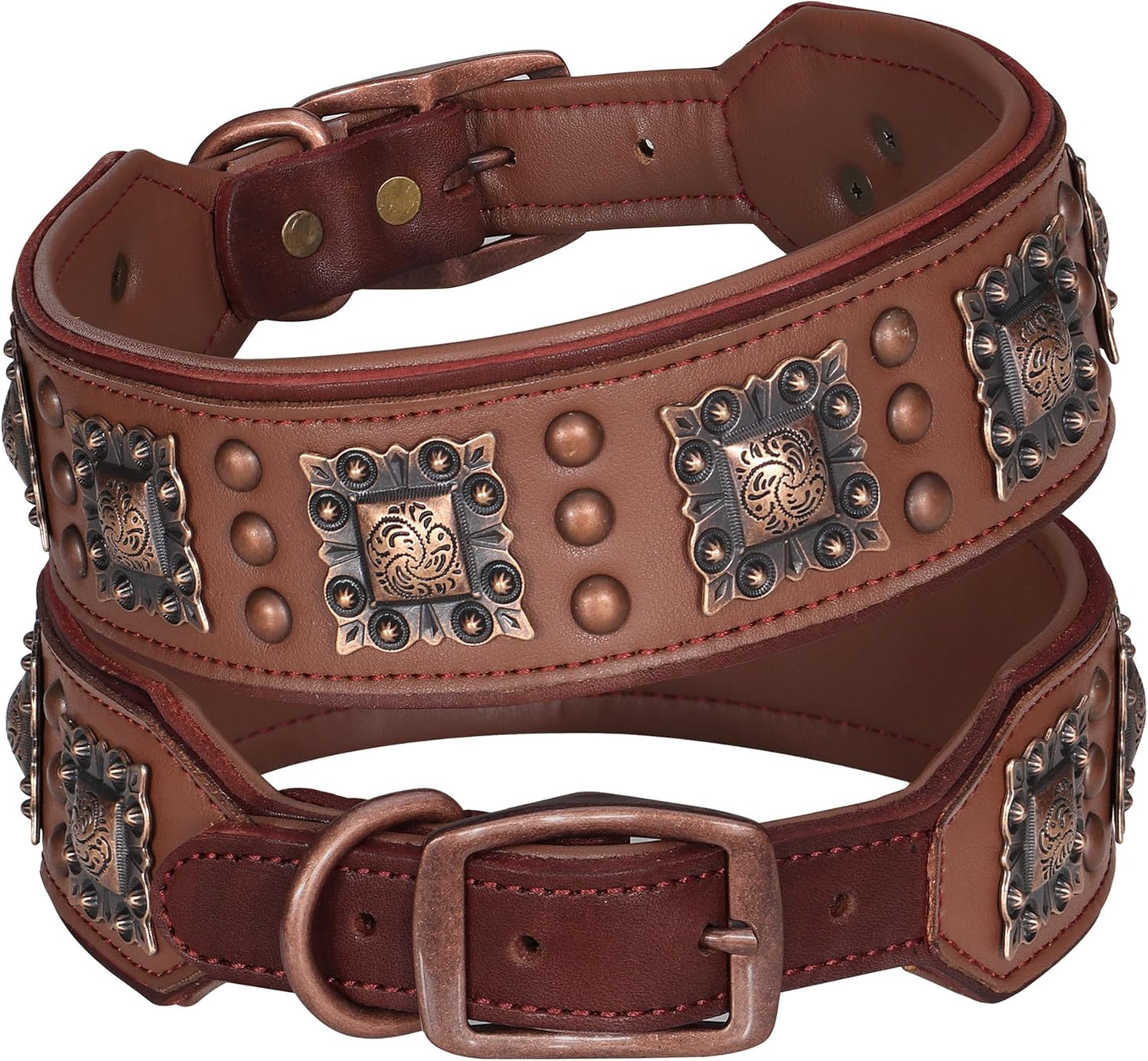 Genuine Leather Dog Collar for Large Dogs by PET ARTIST