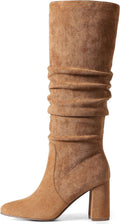 Knee High Wide Calf Suede Boots Womens - Slouchy Pointed Toe