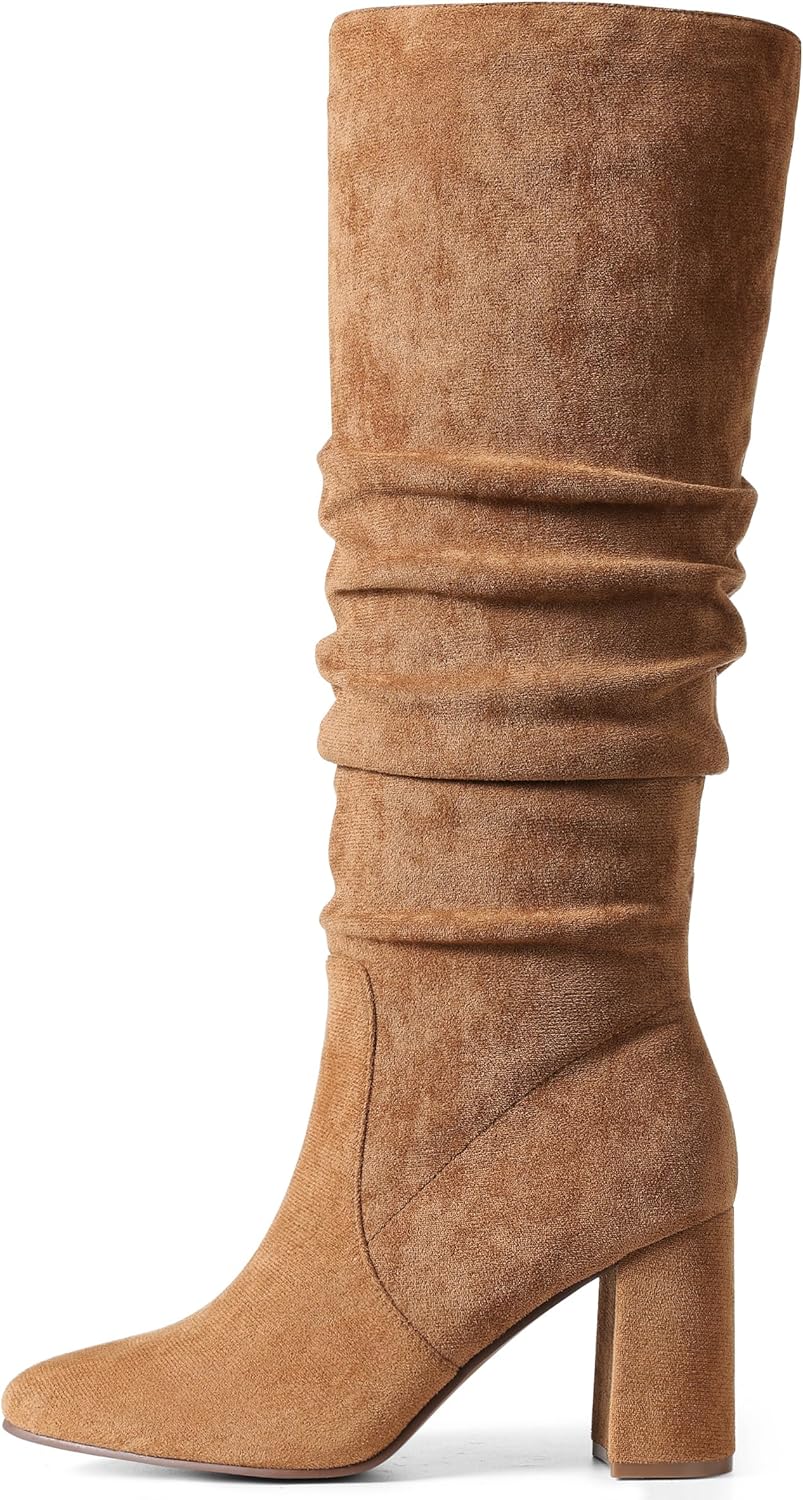 Eteridrey Black Knee High Boots for Women with Wide Calf Style
