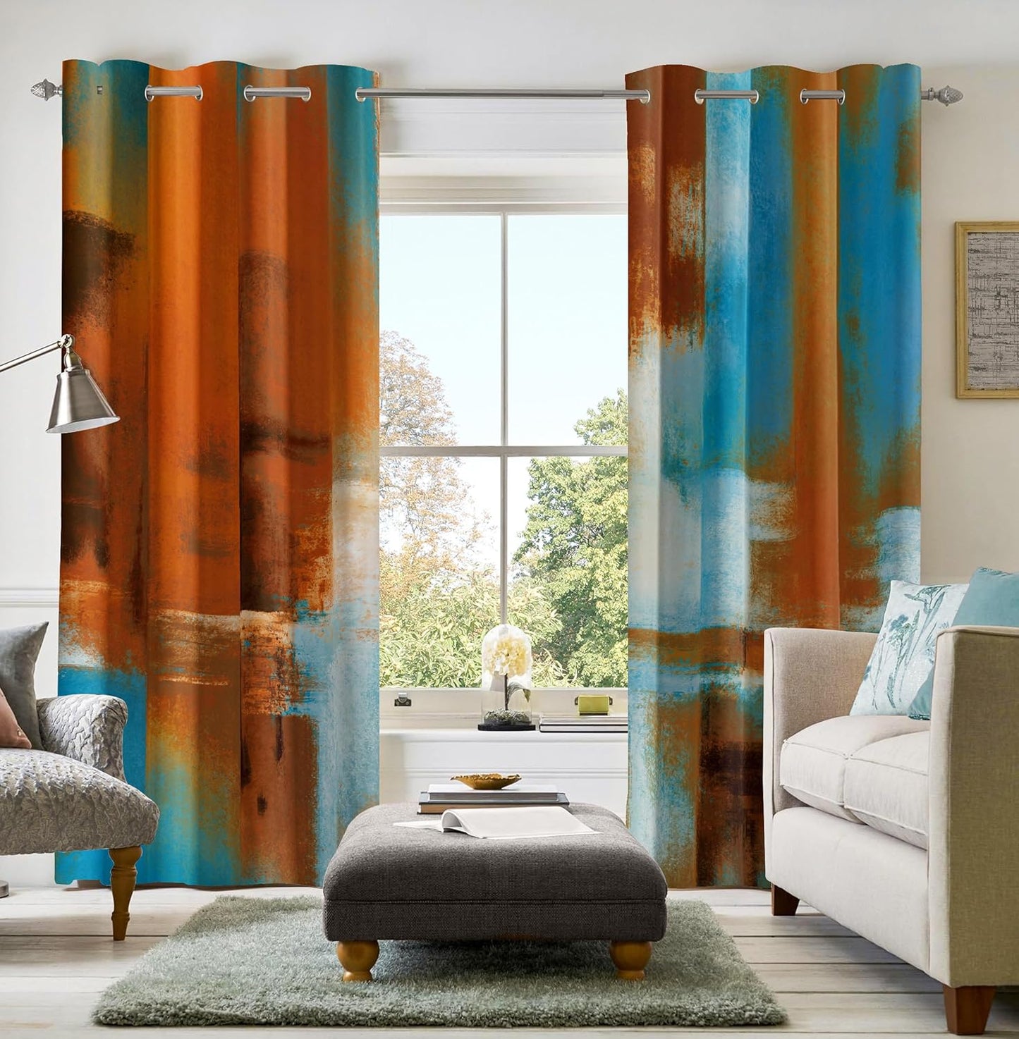 Rust Curtains 2 Panels Abstract Room Darkening Window Treatments