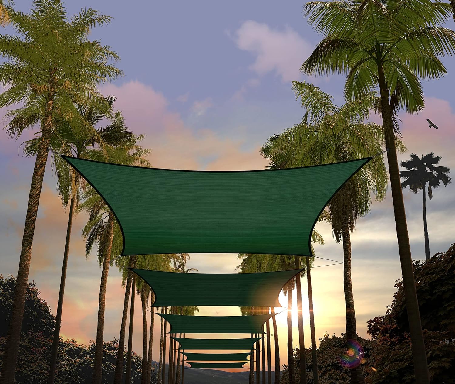 Custom Size 11ft x 23ft Green Rectangle Sun Shade Sail for Outdoors