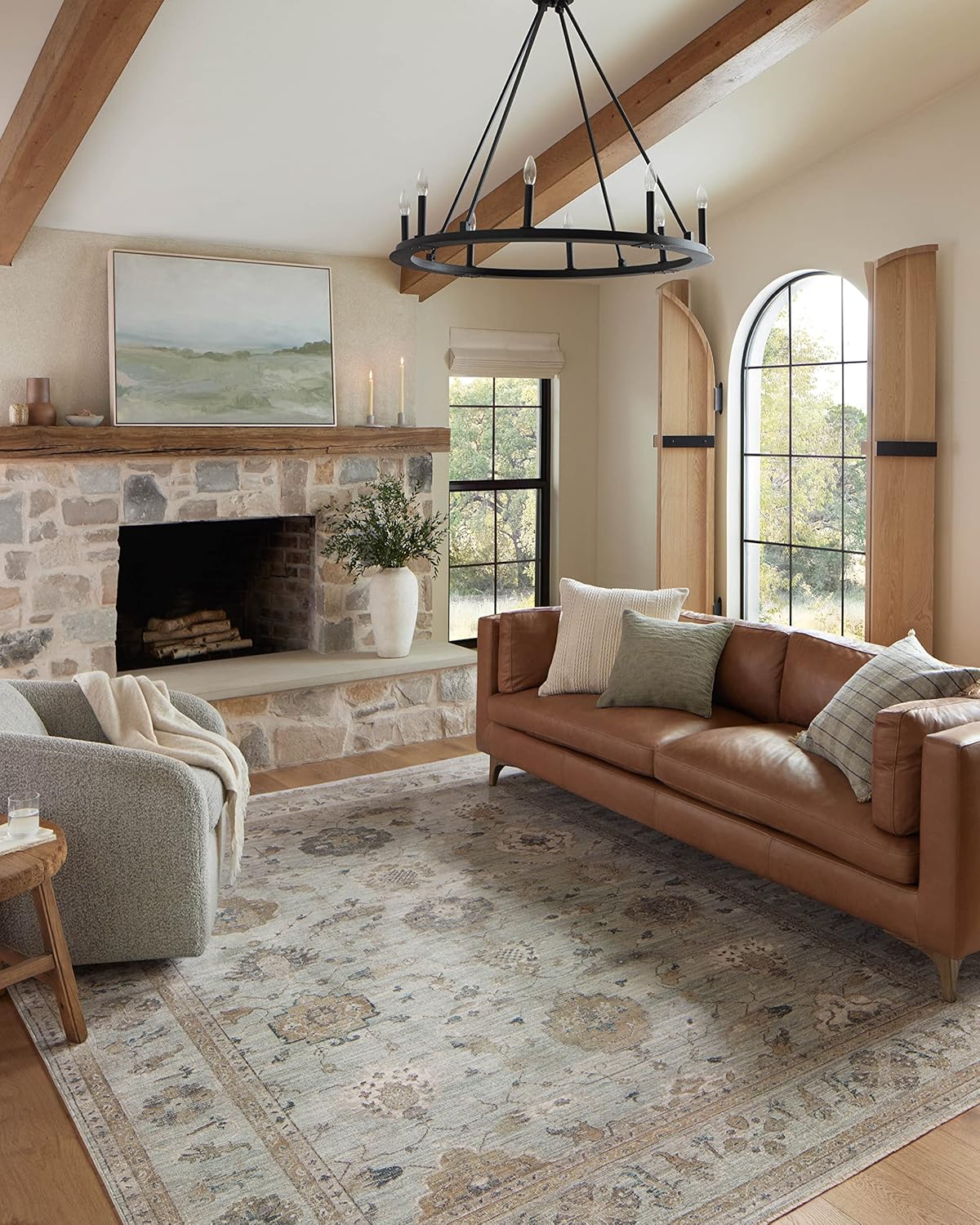 Loloi Magnolia Home Millie Collection Sky/Gold Accent Rug