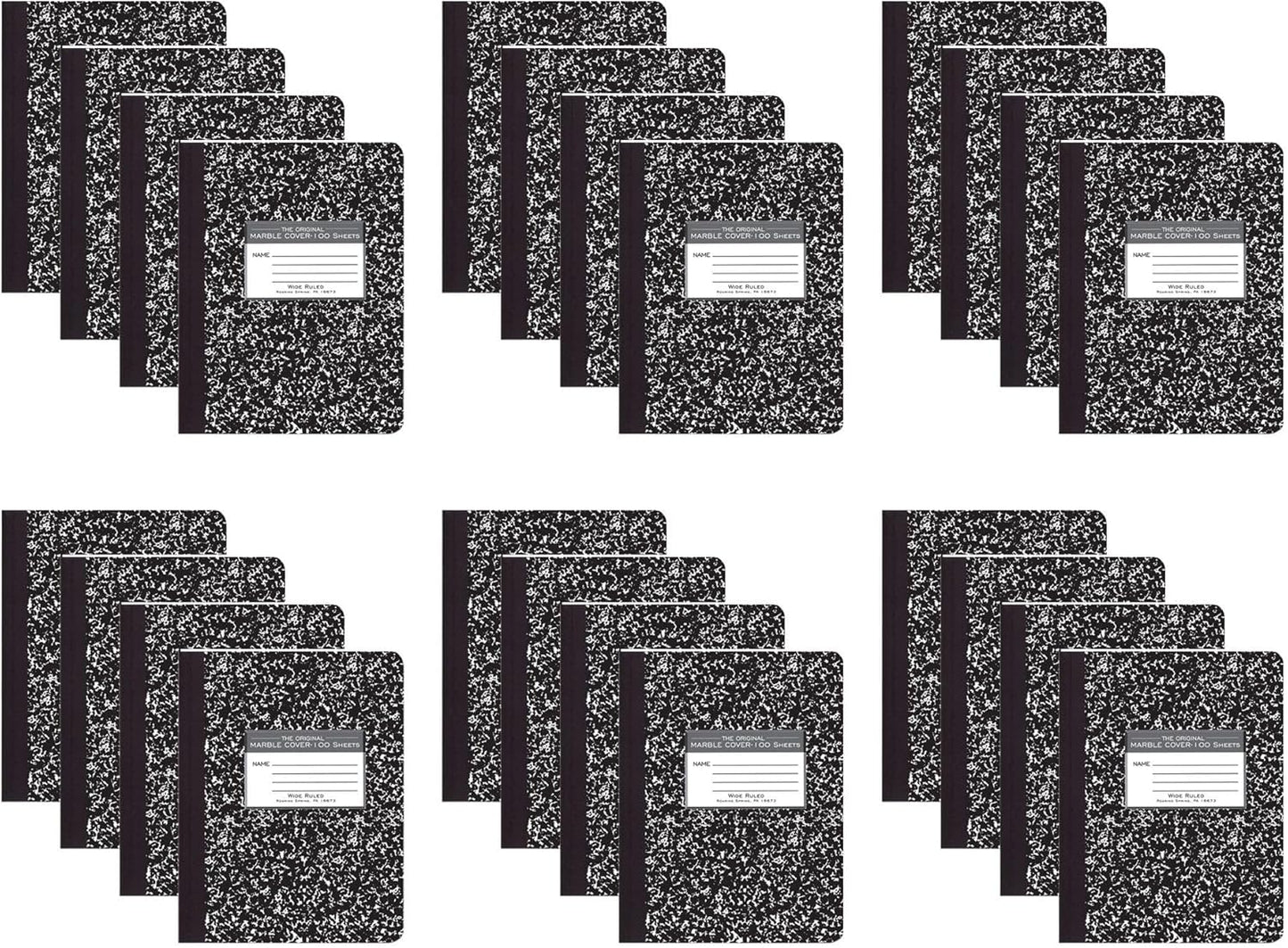 ROARING SPRING Black Marble Composition Notebook 24 Pack