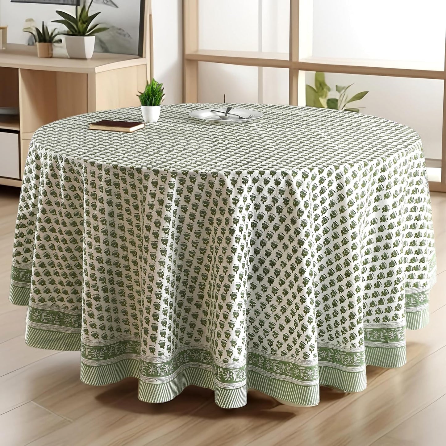 CPC Round Tablecloth - Handmade Cotton Block Print 60 in
