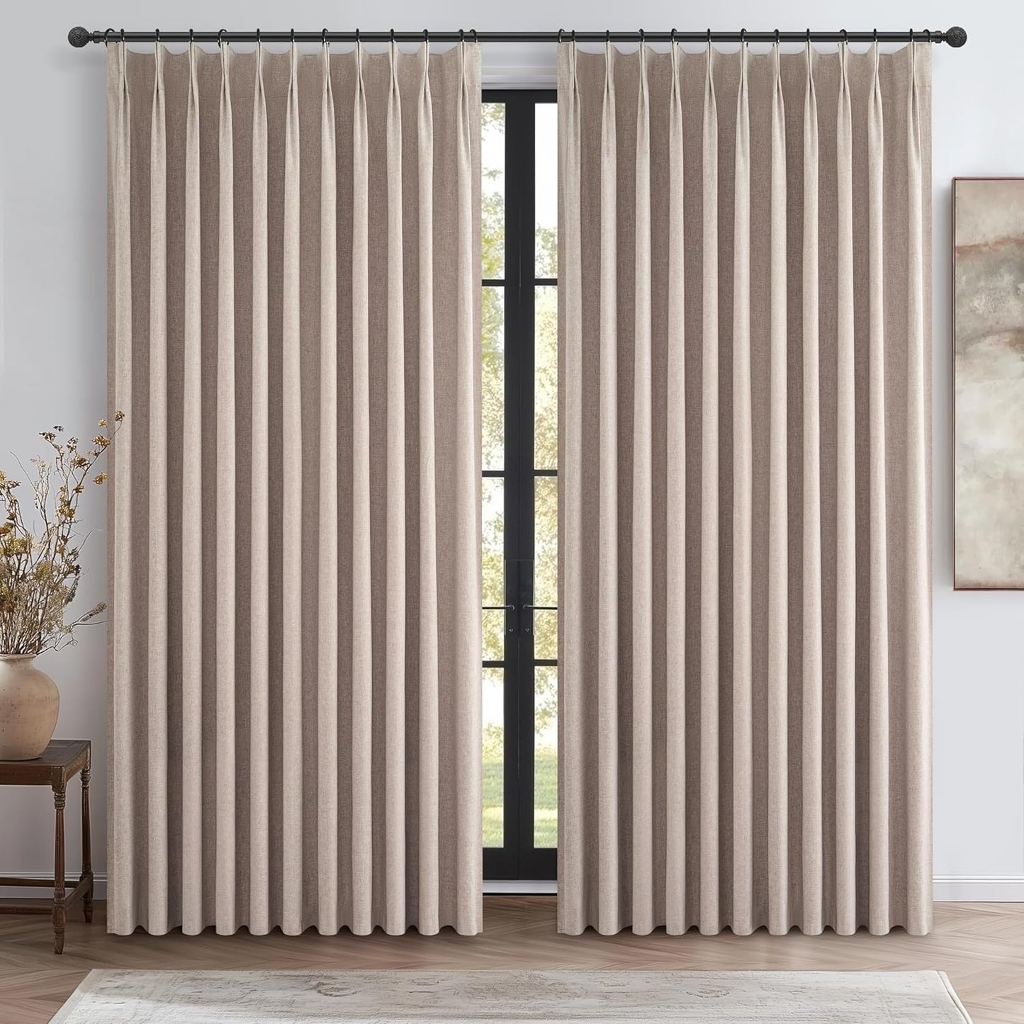 Thick Burlap Blackout Patio Door Curtains for Sliding Glass Door
