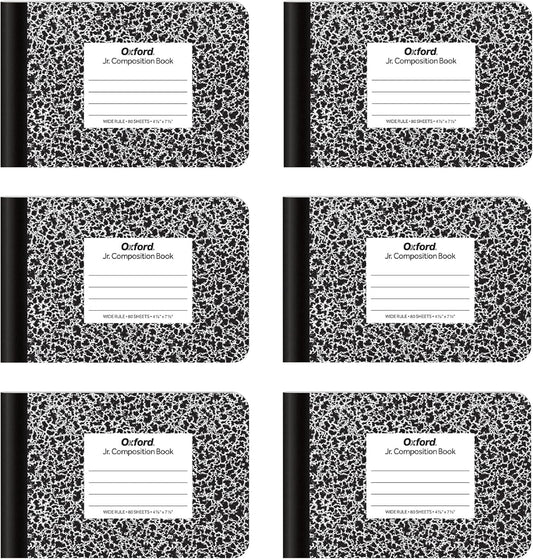 Pack of 6 Oxford Jr. Composition Notebooks - Wide Ruled, Kids Journal