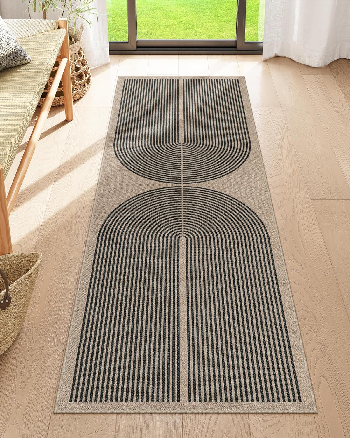 Lahome Modern Rainbow Easy Jute Outdoor Runner Rug for Hallways