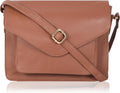 Leather Flapover Crossbody Handbag Purse for Women - Compact Classic