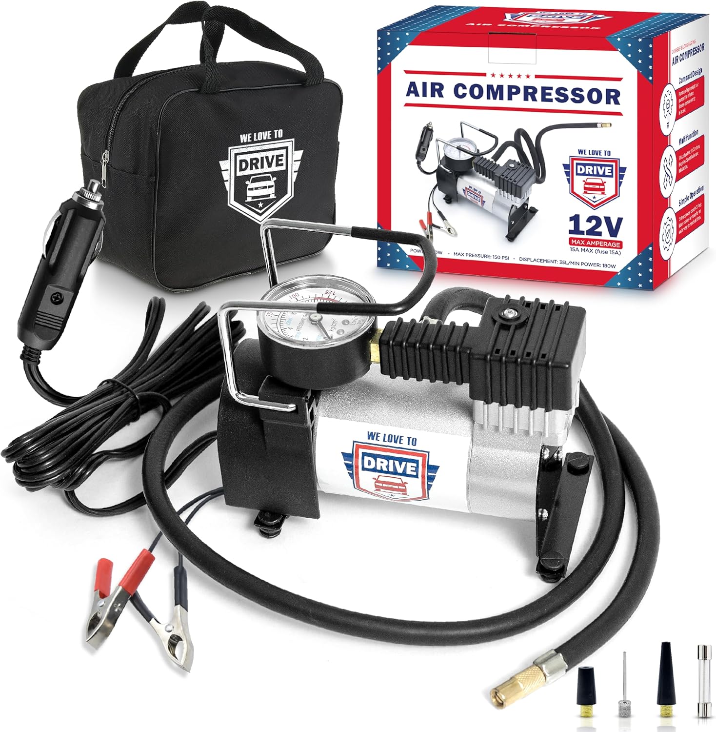 Compact 150 PSI Tire Inflator Kit for On-The-Go Needs