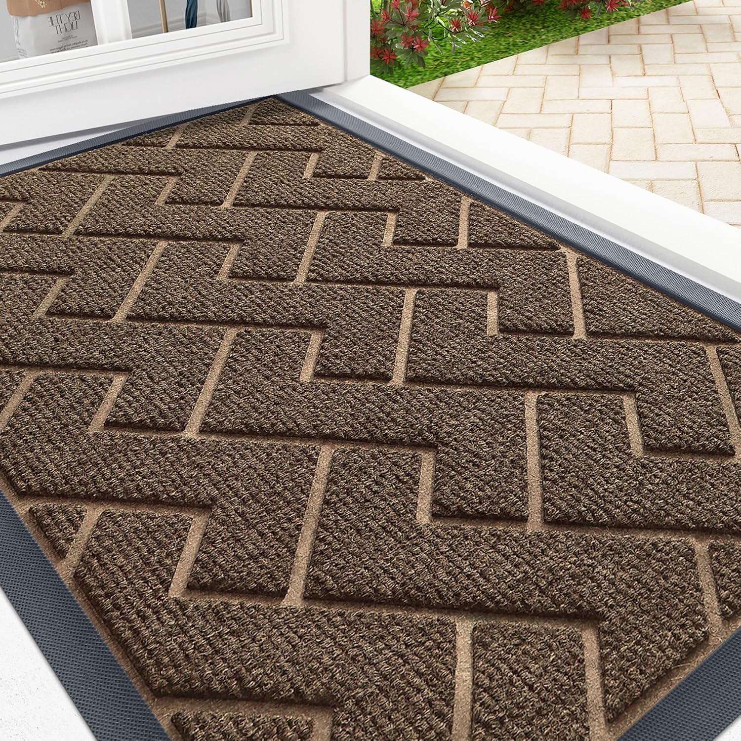 OLANLY Waterproof All-Season Front Door Mat for Entryways