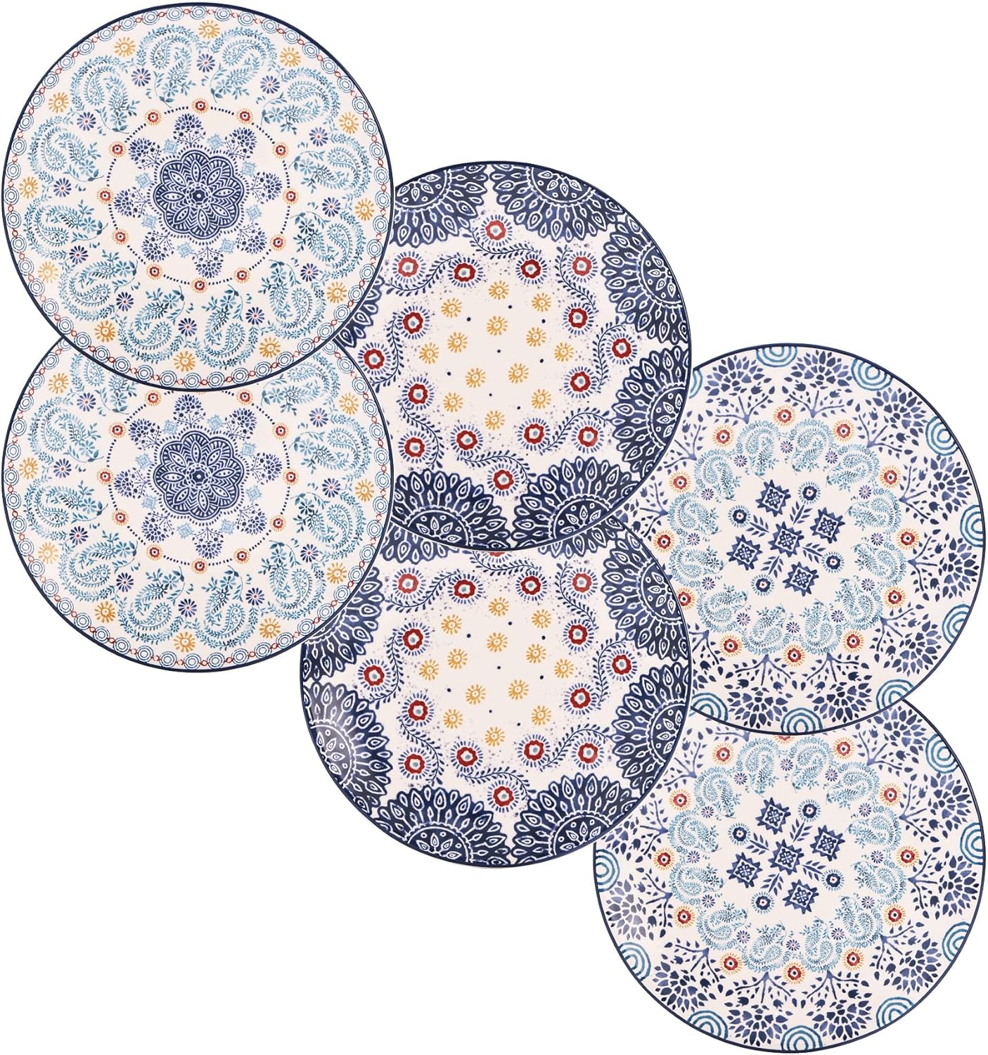 Bico Blue Talavera Appetizer Plates Set of 6 for Snacks