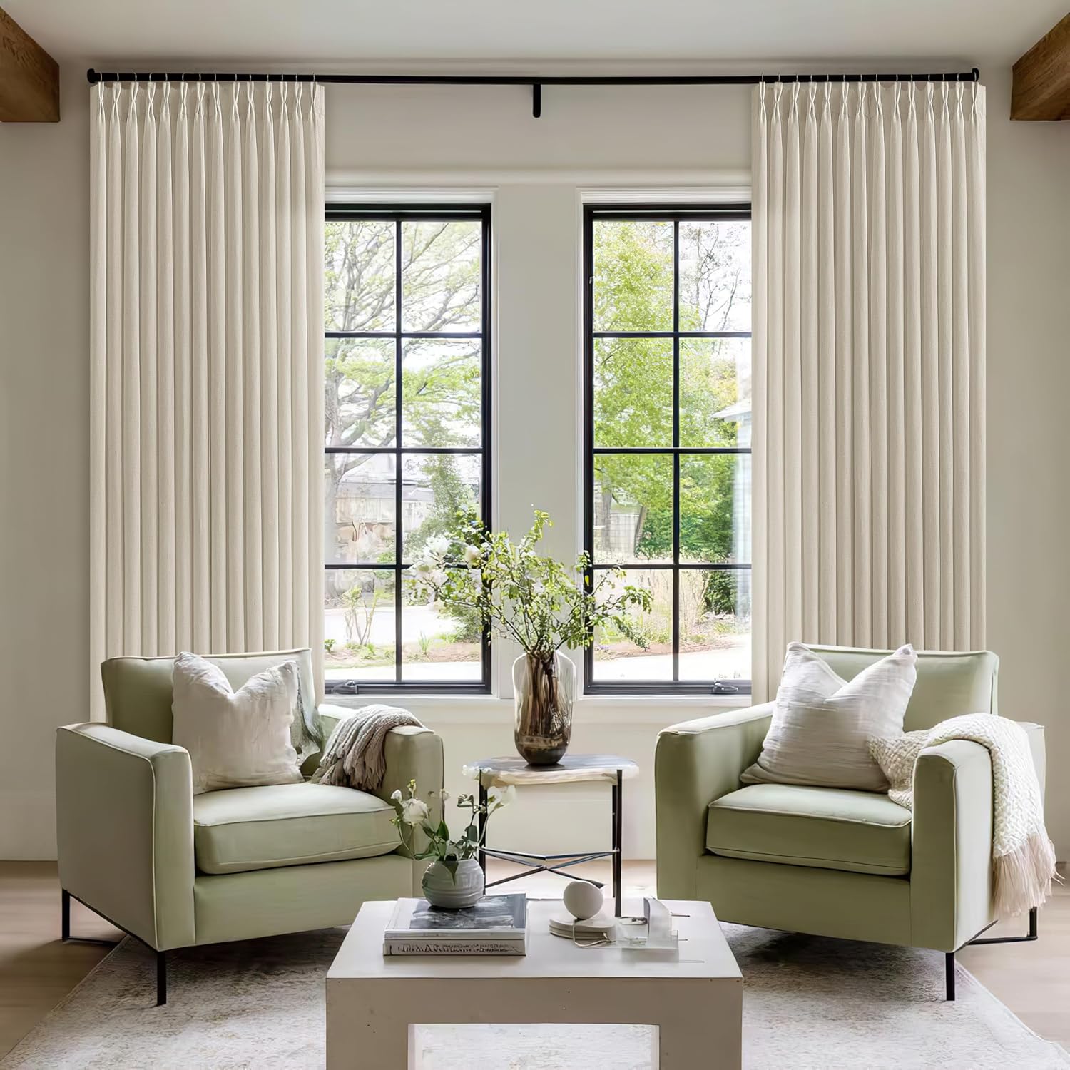 Extra Wide Semi Sheer Linen Curtain for Patio Sliding Doors