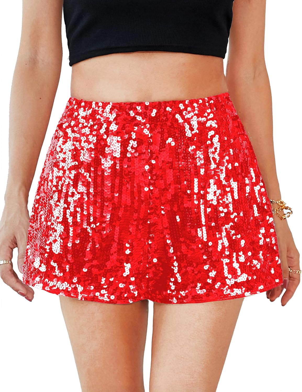 High Waisted Sequin Shorts for Women - Sparkly Party Style