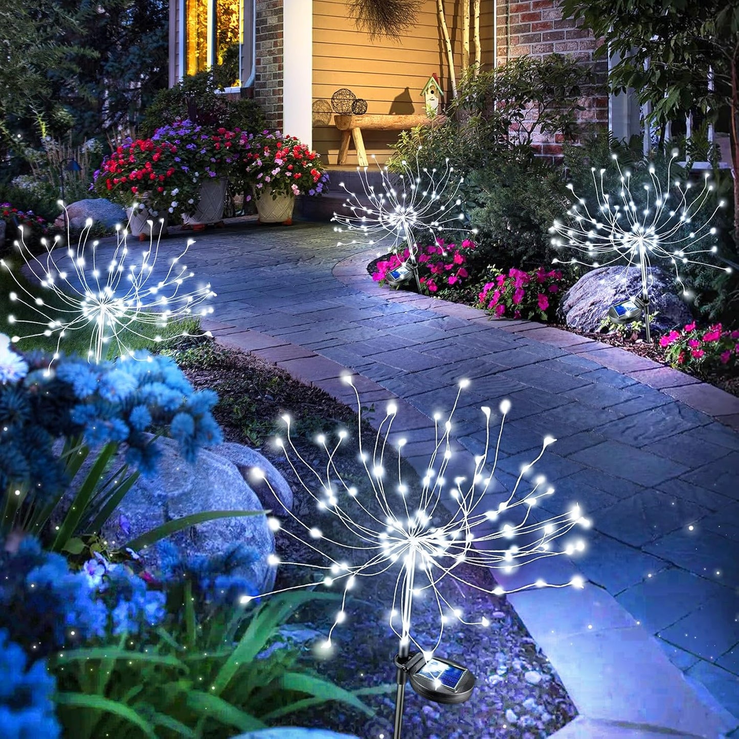 Anordsem Solar Garden Lights Outdoor: Bendable Copper Wire 120 LED