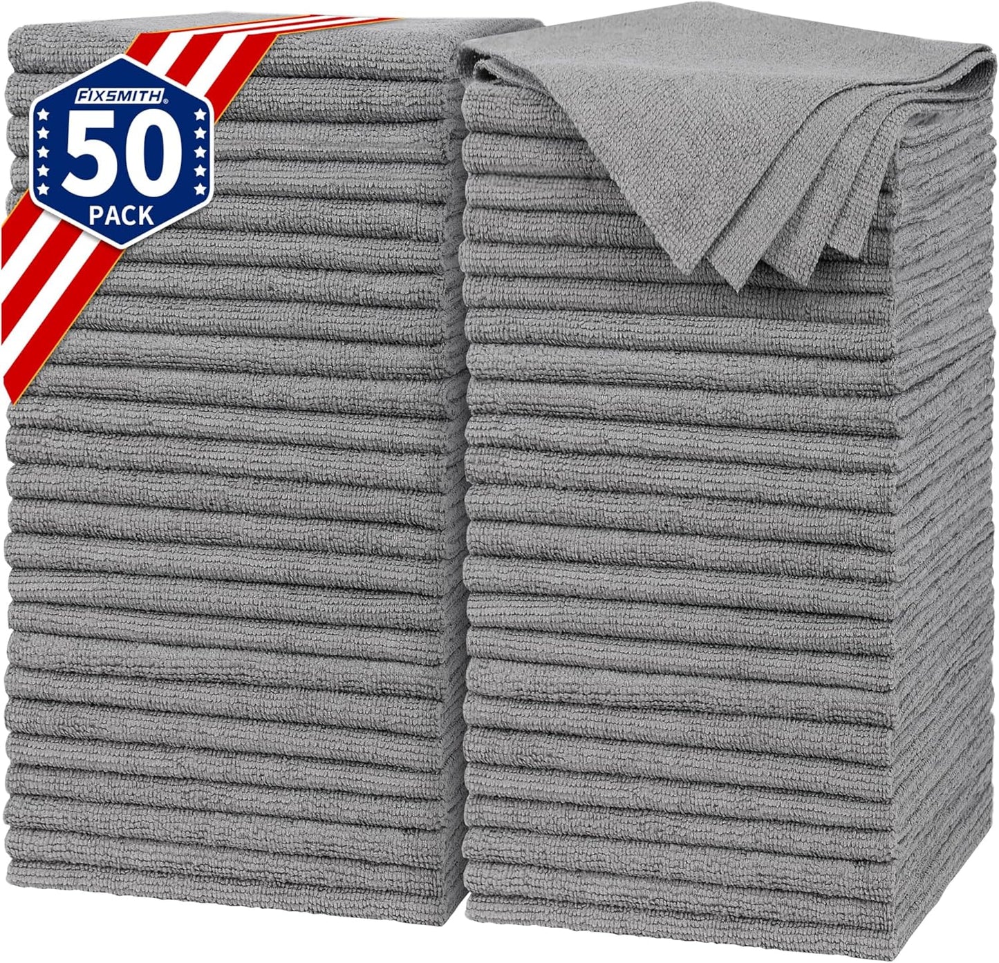 FIXSMITH Grey Microfiber Cleaning Cloth - All-Purpose Absorbent Towels