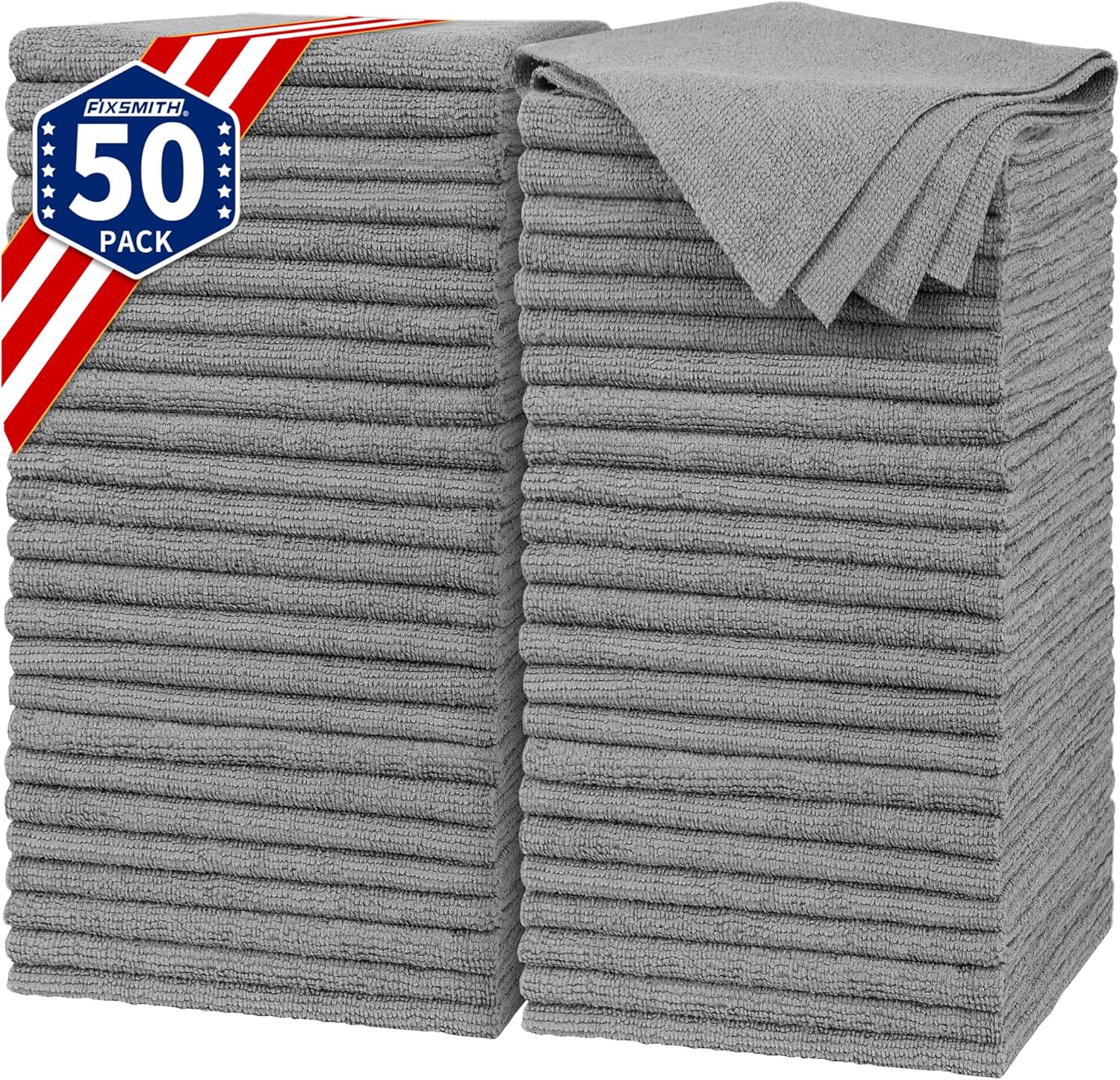 FIXSMITH Grey Microfiber Cleaning Cloth - All-Purpose Absorbent Towels
