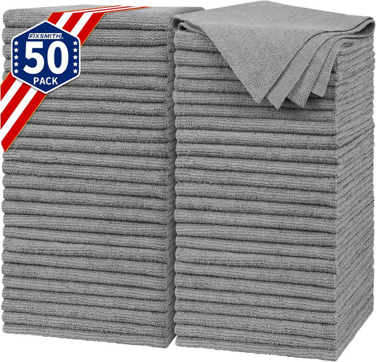FIXSMITH Grey Microfiber Cleaning Cloth - All-Purpose Absorbent Towels