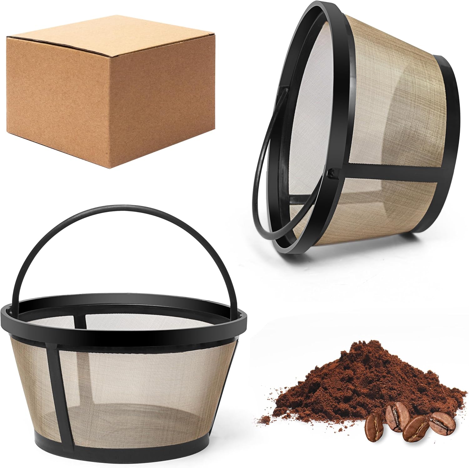 BRENSTEN 2-Pack Gold Basket-Style Filters - MrCoffee Brewer Replacement