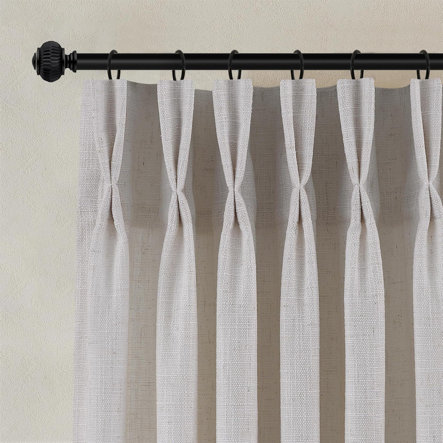 Pinch Pleated Linen Curtains 90 Inches Long for Elegant Spaces