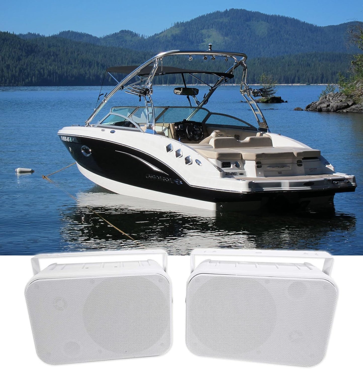 Rockville 6.5 Marine Box Speakers: Swivel Brackets Boost Boat Sound