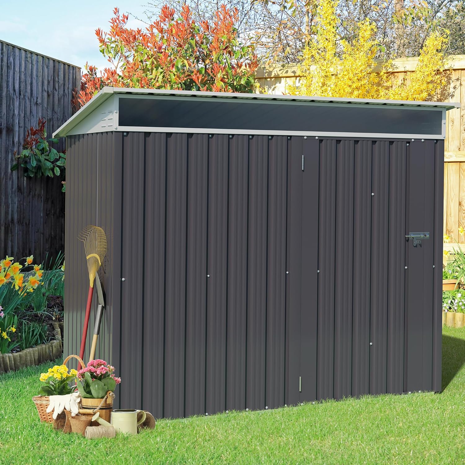 Vongrasig Outdoor Storage Shed - Durable Metal Garden Shed