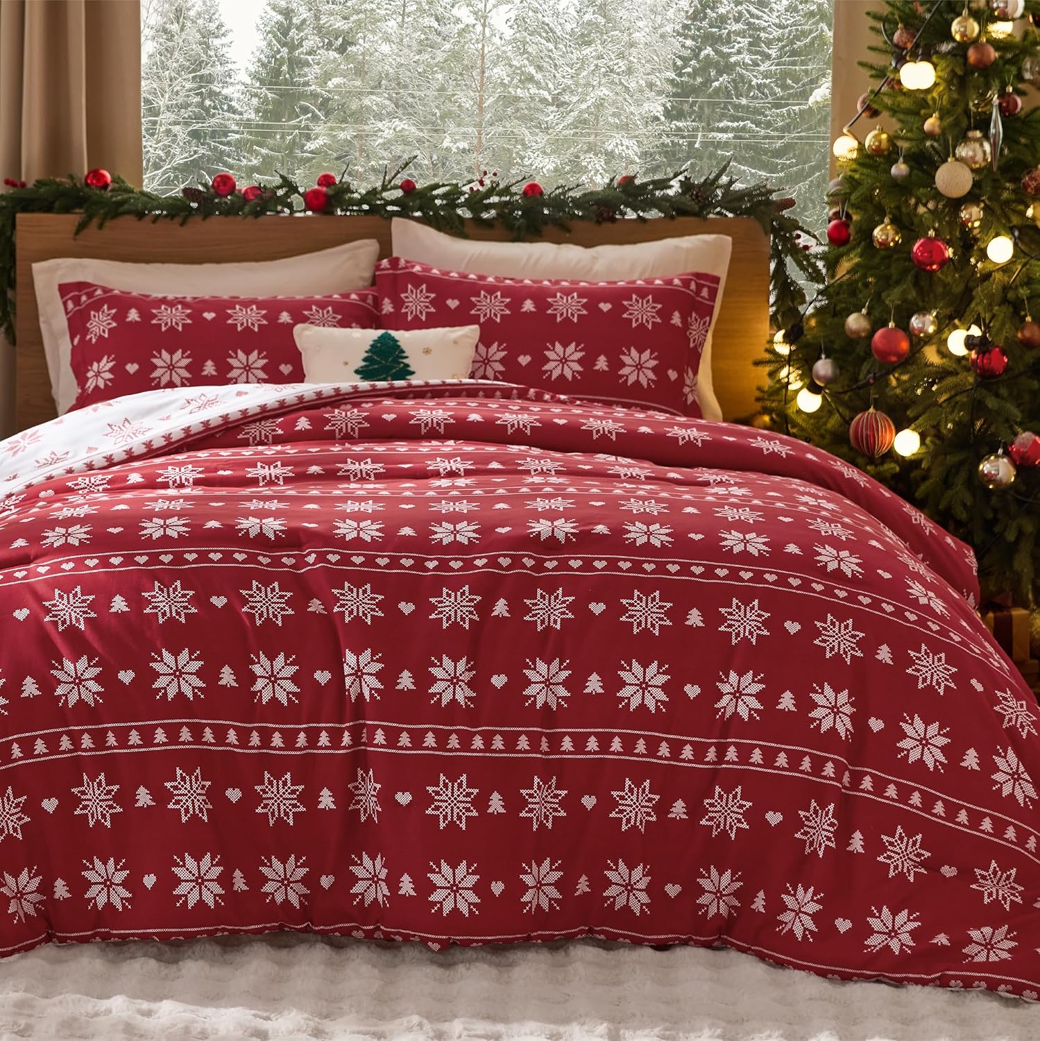 Bedsure Christmas Comforter Set Twin - Soft Holiday Bedding