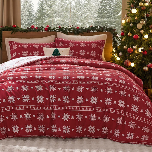 Bedsure Christmas Comforter Set Twin - Soft Holiday Bedding