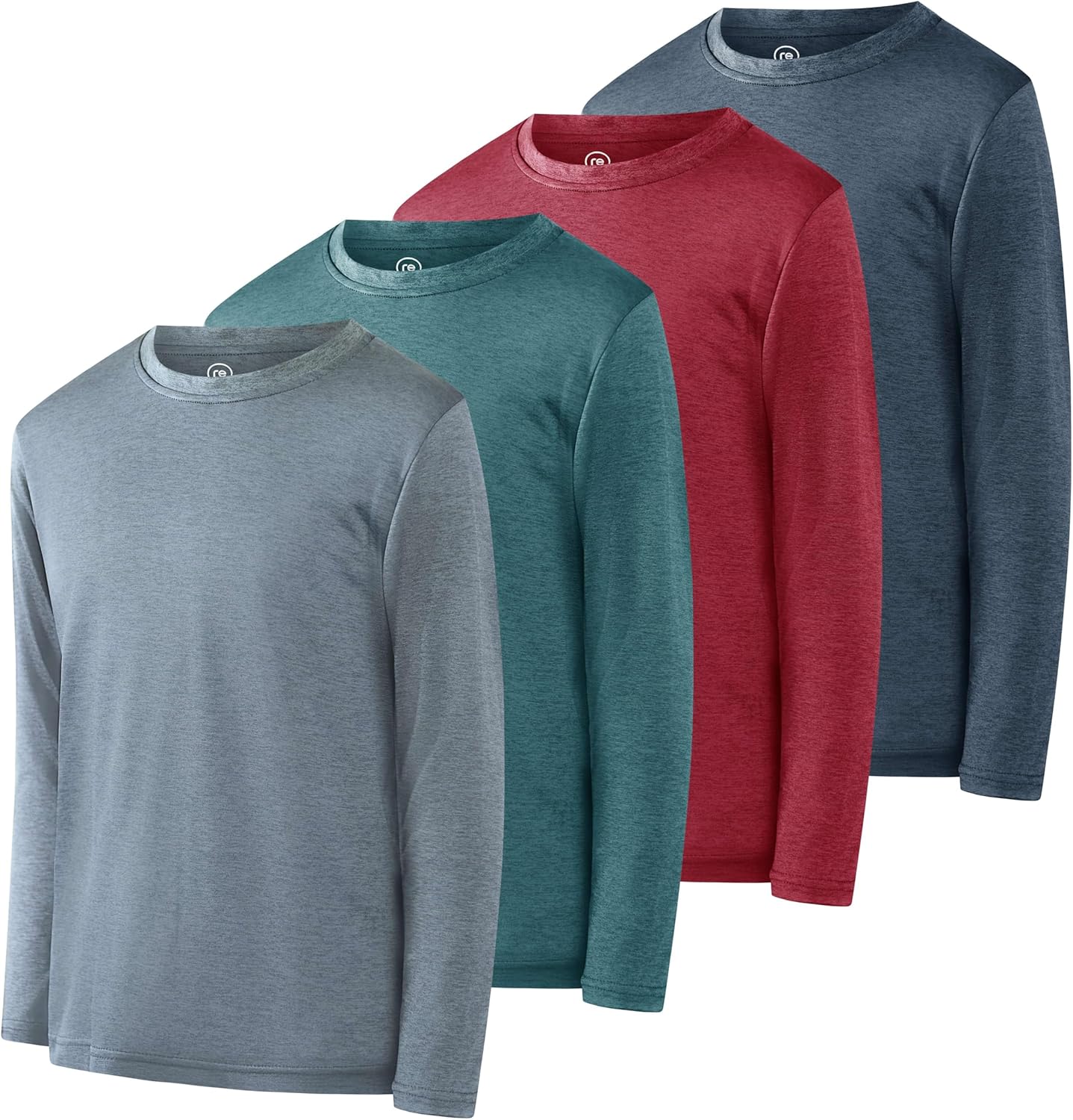 Boys Youth Dry-Fit Long-Sleeve T-Shirt 4 Pack for Active Wear