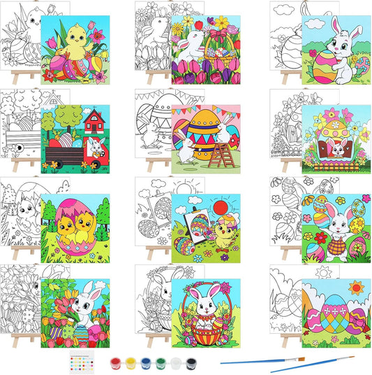 Tenceur 12 Sets Pre Drawn Canvas for Painting Fun and Creativity