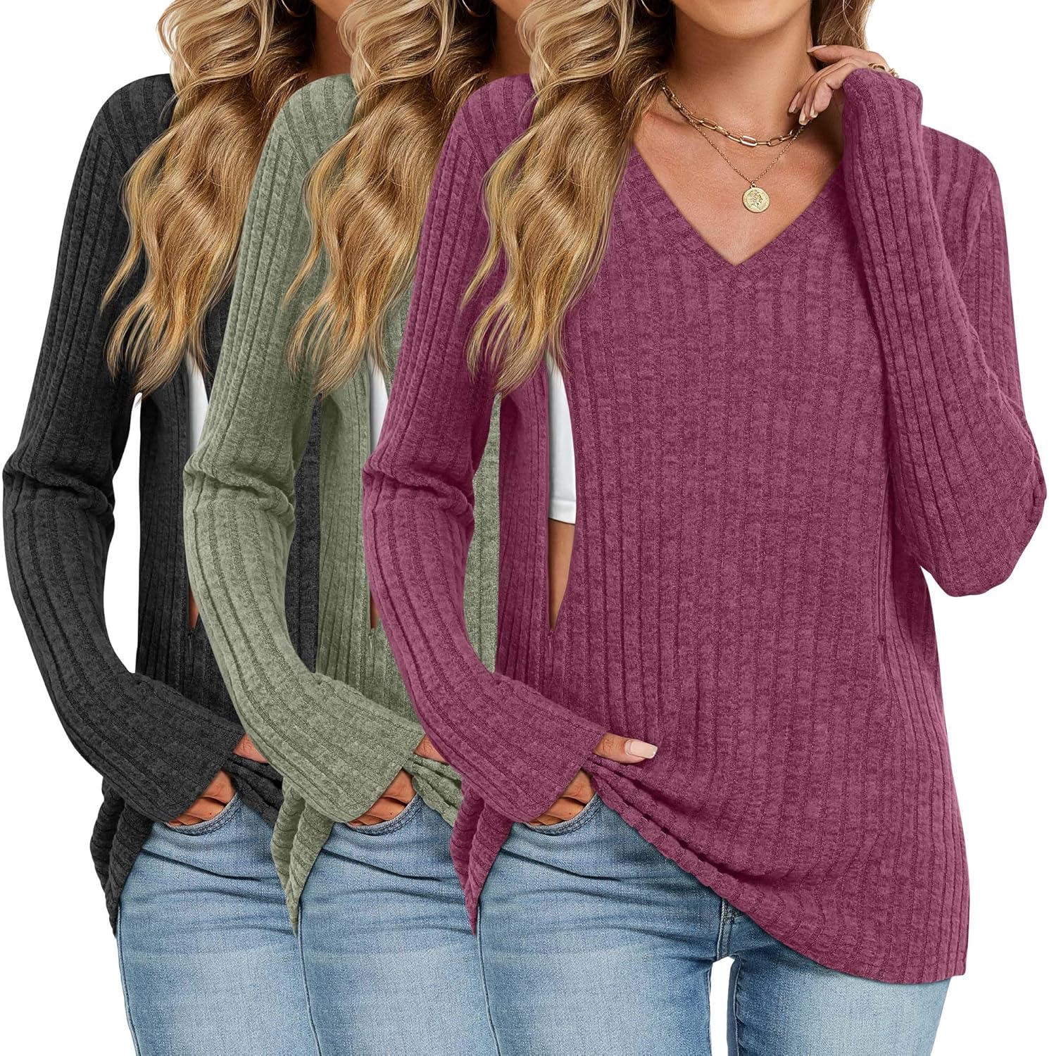 3 Pack Women's Maternity Nursing Tops for Comfortable Feeding