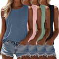 4 Pack Womens Sleeveless Tops - Casual Loose Fit Tunic Tank Tees