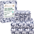 RUVANTI 6 Pcs Cotton Sheets Queen Percale Set - Crisp, Breathable