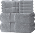 White Classic Luxury Bath Towel Set of 8 Pieces - Plush Turkish Cotton