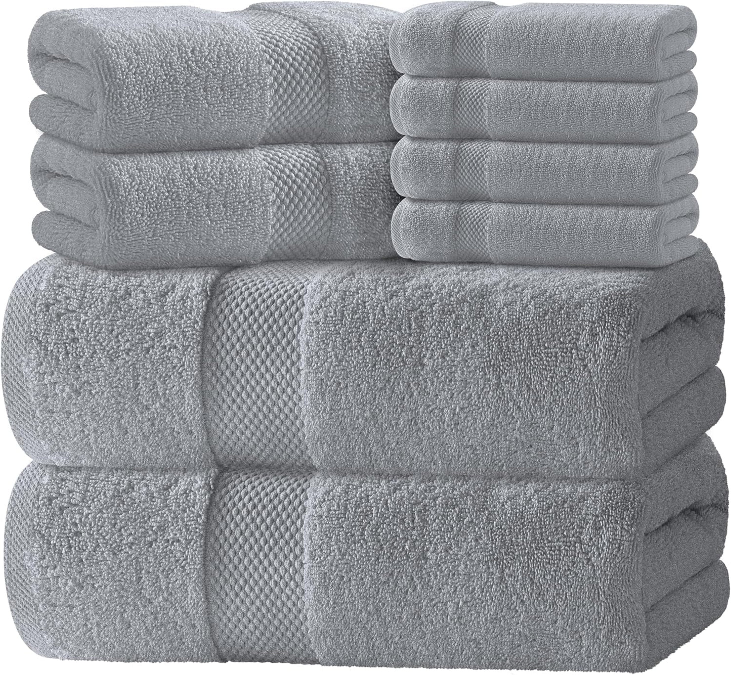 Luxury Bath Towel Set of 8 Pieces - 100% Turkish Cotton