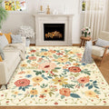 DUKINO 5x7 Area Rug - Lightweight Non Slip Floral Design