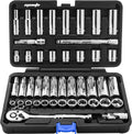 EPAuto 45 Piece 3/8 in Drive Socket Set with 72-Tooth Ratchet