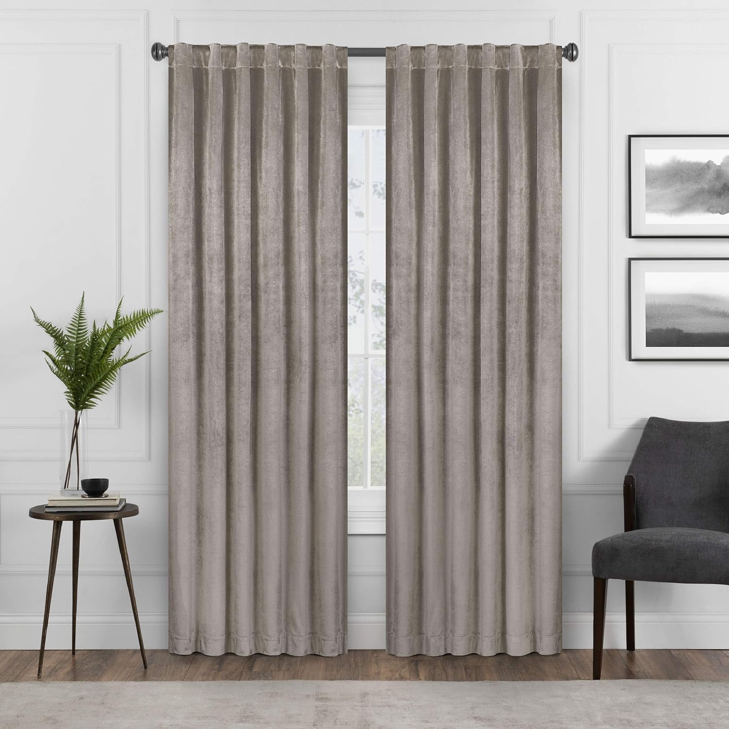 Blackout Velvet Curtain 50x63: Thermal Insulated, Mushroom