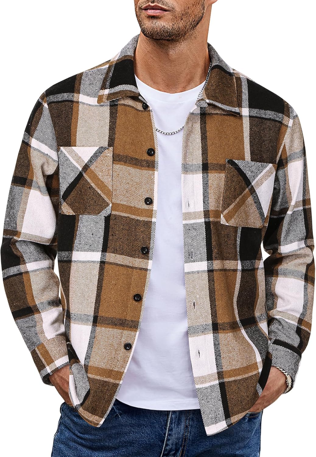 COOFANDY Men's Flannel Shirt Jacket for Casual Style and Comfort