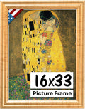 Antique Gold 16x33 Picture Frame.75 in Wide - Handmade Solid Wood