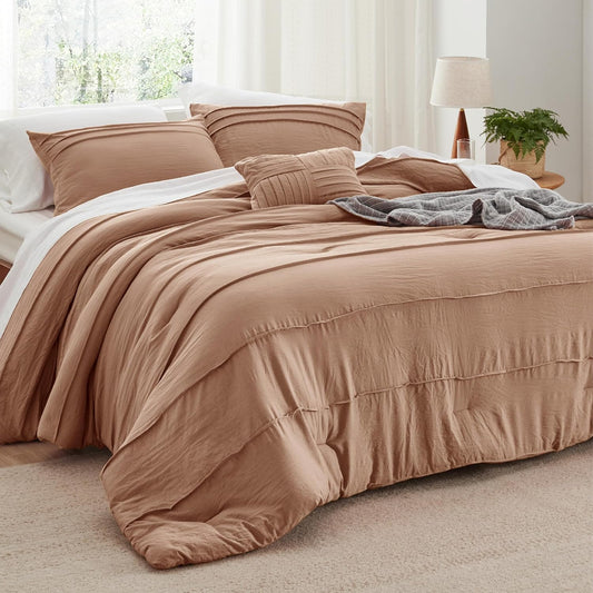 California King Comforter Set - Elegant Taupe Boho Bedding