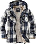 Men's Sherpa Lined Flannel Full Zip Hooded Jacket - Warm Fleece