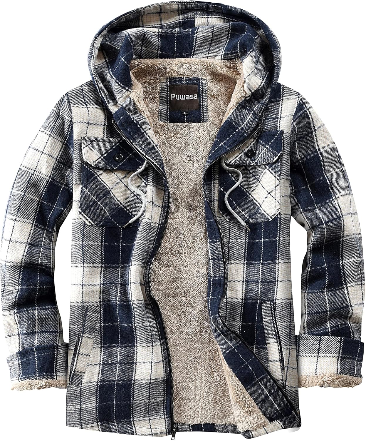Men's Full Zip Sherpa Lined Flannel Jacket for Cold Weather
