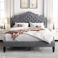 Full Size Velvet Bed Frame with Adjustable Tiara Headboard - Light