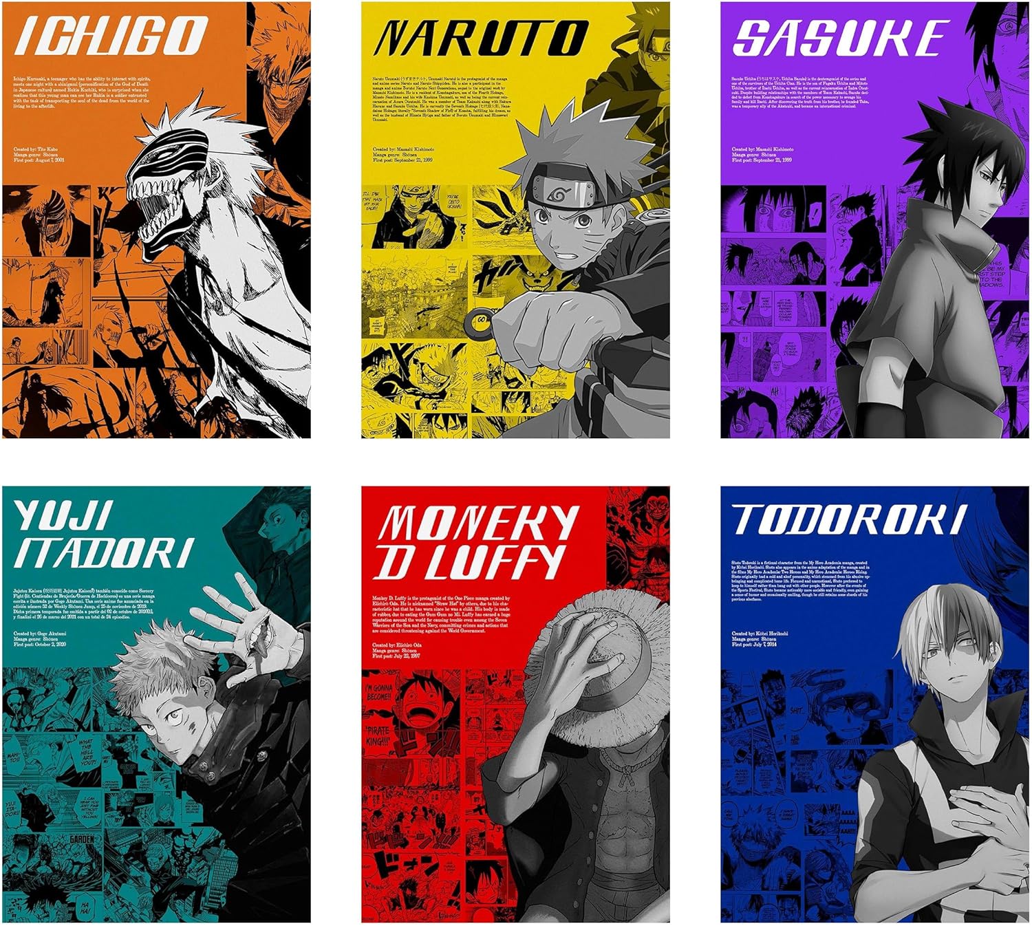 Anime Wall Posters Pack of 6 - Stunning Art for Any Room