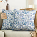 CPC 100% Cotton Throw Pillow Covers 18x18 in Set of 2 - Indigo Blue