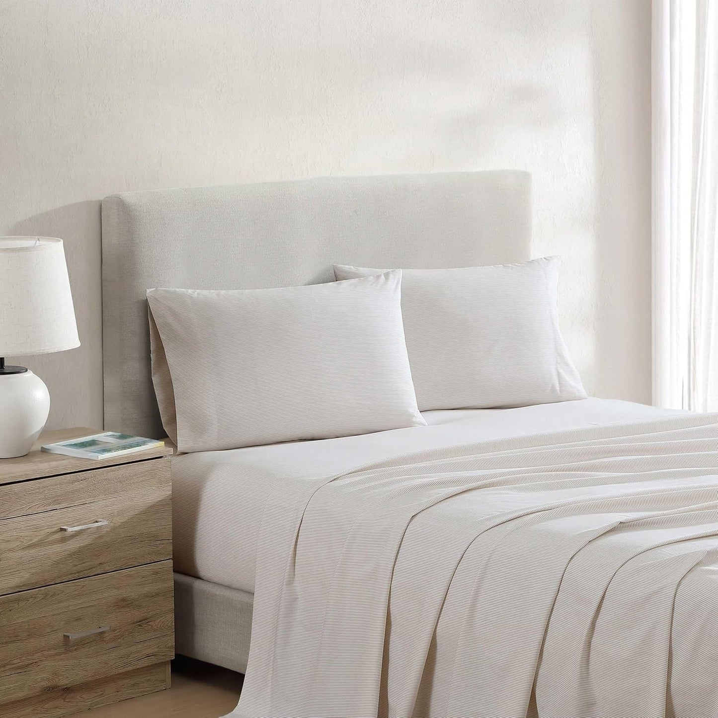 Nautica Twin Bed Sheets Set - Lightweight Cotton Percale Bedding
