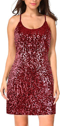 MANER Women's Glitter Sequin Dress Adjustable Spaghetti (Style 7SNY)